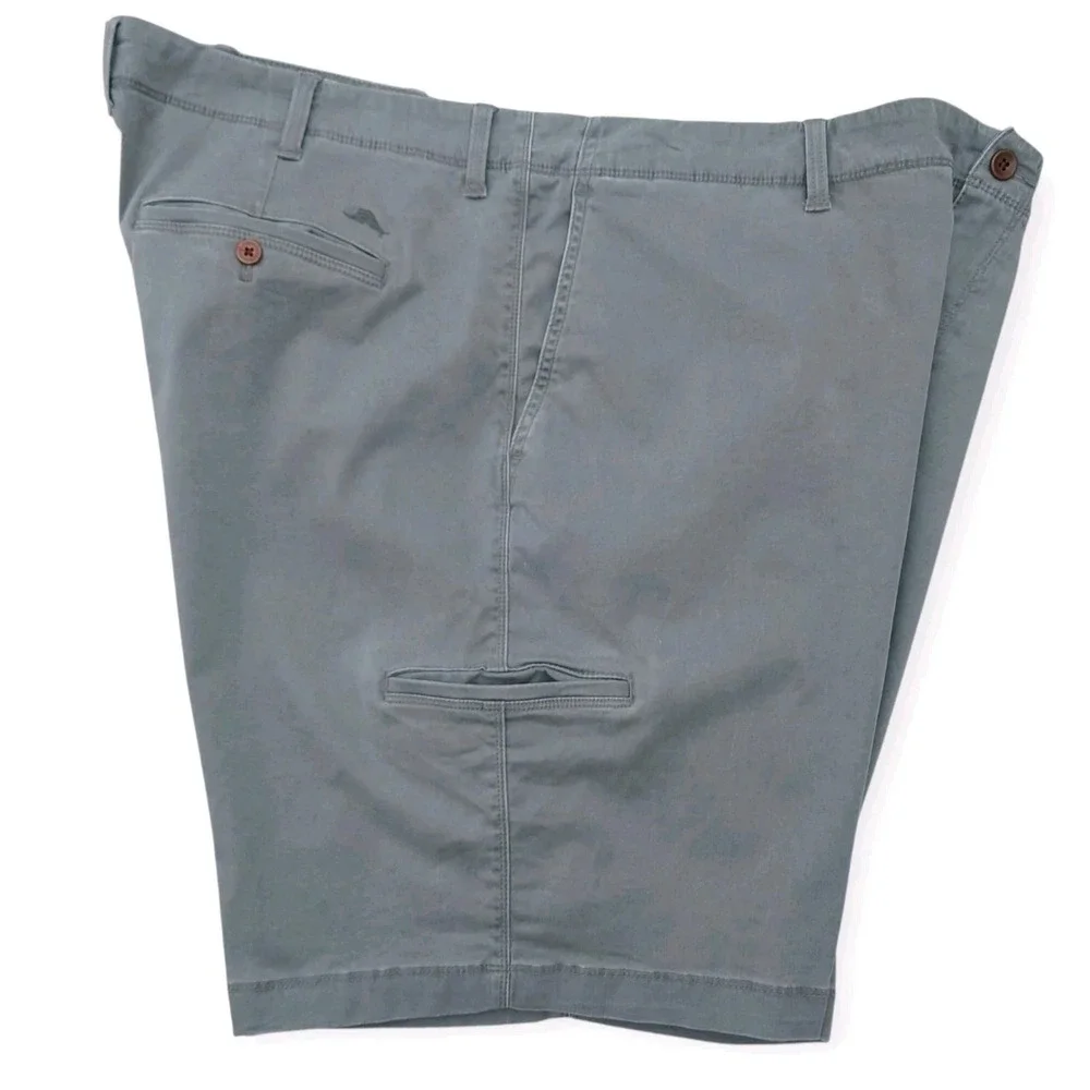 Tommy Bahama Washed Chino Cargo Shorts Mens 46 Cotton Tencel Spandex Gray